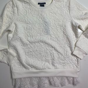 blush and bloom girls size Large White Embossed sweater With Lace